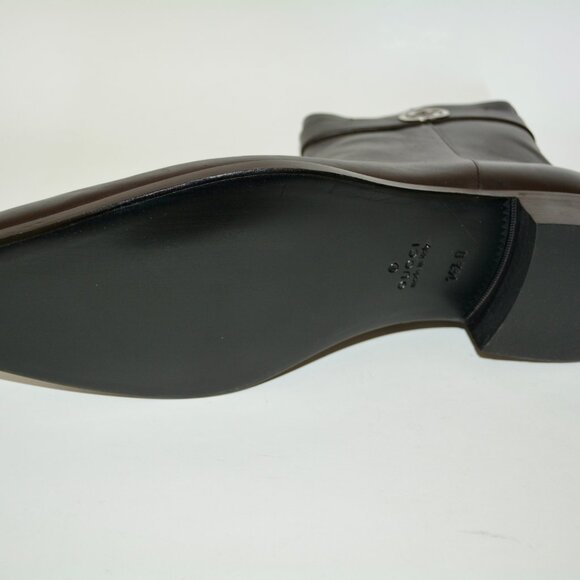NIB GUCCI ANKLE INTERLOCKING GG LEATHER BOOTS - Picture 9 of 10